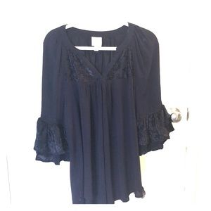 Navy Blue Tunic with Velvet details